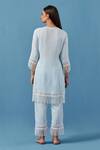 Shop_Sage Saga_Blue Cotton, Modal Embroidery, Lace Aqua Crochet Applique Kurta Palazzo Set _at_Aza_Fashions
