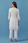 Shop_Sage Saga_White Cotton, Modal Embroidery, Lace Keyhole Crochet Applique Kurta Palazzo Set _at_Aza_Fashions