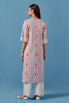 Shop_Sage Saga_Pink Lace, Cotton, Linen Embroidery V-neck Floral Schiffli Kurta And Palazzo Set _at_Aza_Fashions