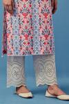 Shop_Sage Saga_Pink Muslin, Linen Embroidery V-neck Floral Schiffli Kurta Palazzo Set _Online_at_Aza_Fashions