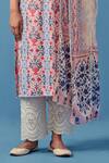 Buy_Sage Saga_Pink Muslin, Linen Embroidery V-neck Floral Schiffli Kurta Palazzo Set 