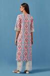Shop_Sage Saga_Pink Muslin, Linen Embroidery V-neck Floral Schiffli Kurta Palazzo Set _at_Aza_Fashions