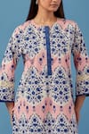Shop Sage Saga Pink Muslin, Linen Embroidery Round Neck Floral Print Kurta Palazzo Set Online at Aza Fashions Shop_Sage Saga_Pink Muslin, Linen Embroidery Round Neck Floral Print Kurta Palazzo Set _Online_at_Aza_Fashions