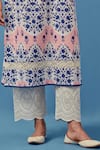Sage Saga Pink Muslin, Linen Embroidery Round Neck Floral Print Kurta Palazzo Set at Aza Fashions Sage Saga_Pink Muslin, Linen Embroidery Round Neck Floral Print Kurta Palazzo Set _at_Aza_Fashions