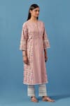Sage Saga Pink Lace, Linen Embroidery Malhaar Stripe And Floral Print Kurta With Palazzo For Kids Online at Aza Fashions Sage Saga_Pink Lace, Linen Embroidery Malhaar Stripe And Floral Print Kurta With Palazzo For Kids_Online_at_Aza_Fashions