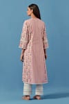 Shop Sage Saga Pink Lace, Linen Embroidery Malhaar Stripe And Floral Print Kurta With Palazzo For Kids at Aza Fashions Shop_Sage Saga_Pink Lace, Linen Embroidery Malhaar Stripe And Floral Print Kurta With Palazzo For Kids_at_Aza_Fashions