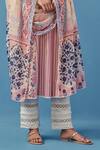 Buy_Sage Saga_Pink Muslin Embroidery Round Neck Floral And Stripe Print Kurta Set 