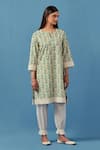 Shop Sage Saga Yellow , Cotton Badra Floral Print Kurta With Pant For Kids Online at Aza Fashions Shop_Sage Saga_Yellow , Cotton Badra Floral Print Kurta With Pant For Kids_Online_at_Aza_Fashions