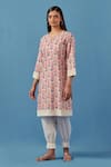 Sage Saga Pink , Cotton Badra Flower Print Kurta With Pant For Kids Online at Aza Fashions Sage Saga_Pink , Cotton Badra Flower Print Kurta With Pant For Kids_Online_at_Aza_Fashions
