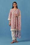 Buy_Sage Saga_Pink Muslin Lace Round Neck Badra Flower Print Kurta Pant Set _at_Aza_Fashions