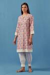 Buy_Sage Saga_Pink Muslin Lace Round Neck Badra Flower Print Kurta Pant Set _Online_at_Aza_Fashions