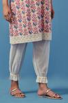 Sage Saga_Pink Muslin Lace Round Neck Badra Flower Print Kurta Pant Set _at_Aza_Fashions