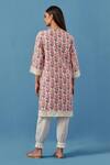 Shop_Sage Saga_Pink Muslin Lace Round Neck Badra Flower Print Kurta Pant Set _at_Aza_Fashions