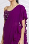 Buy_Samyukta Singhania_Purple Georgette Plain Square Ruffled Sharara Saree With Blouse _Online_at_Aza_Fashions