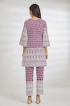 Shop_Khwaab by Sanjana Lakhani_Purple Organza Embroidery Chikankari Floral Paisley V Neck Kurta Pant Set _at_Aza_Fashions