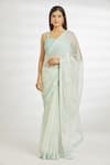 Buy_Samyukta Singhania_Blue Chiffon Celeste Stones Embellished Saree _at_Aza_Fashions