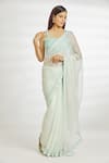 Samyukta Singhania_Blue Chiffon Celeste Stones Embellished Saree _Online_at_Aza_Fashions