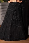 Midushi Bajoria_Black Georgette, Tulle, Silk Cut Work, Geometric Cutdana Embroidered Lehenga Set _at_Aza_Fashions