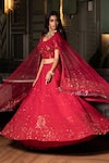 Shop_Midushi Bajoria_Maroon Lehenga And Blouse Georgette Embroidered Cutdana Sequin Embellished Set _Online_at_Aza_Fashions