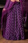 Buy_Midushi Bajoria_Purple Georgette, Tulle Sequins, Cut Work Chevron Embellished Lehenga Set _Online_at_Aza_Fashions