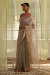 FIVE POINT FIVE_Silver Tissue Woven Polka Dots Saree With Running Blouse _Online_at_Aza_Fashions