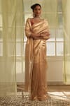 Buy_FIVE POINT FIVE_Gold Tissue Woven Saree With Running Blouse _at_Aza_Fashions