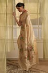 FIVE POINT FIVE_Ivory Katan Silk Woven Birds And Parrot Saree With Running Blouse  _Online_at_Aza_Fashions