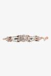 Shop_PRERTO_Pink Pearls, Smocking, Crystals Triple Layered Bracelet _at_Aza_Fashions