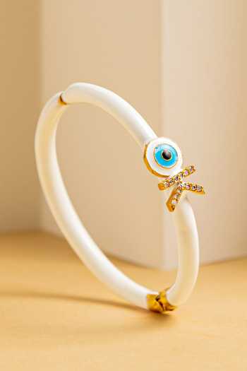 Shop_PRERTO_White Stones Evil Eye Embellished Bracelet _at_Aza_Fashions