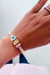 Buy_PRERTO_Gold Plated Stones, Crystals Evil Eye Enamelled Charm Bracelet _at_Aza_Fashions