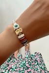 Buy_PRERTO_Gold Plated Crystals Enamelled Evil Eye Charm Bracelet _at_Aza_Fashions