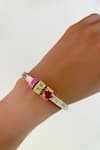 Buy_PRERTO_Gold Plated Crystals Enamelled Heart Charm Bracelet _at_Aza_Fashions