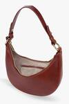 Tan & Loom_Brown Chain Detail Lune Crescent Leather Baguette_at_Aza_Fashions