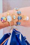 Shop_PRERTO_Gold Plated Evil Eye Charm Bracelet _at_Aza_Fashions