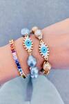 Shop_PRERTO_Gold Plated Baroque Evil Eye Charm Bracelet _at_Aza_Fashions