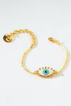 Buy_PRERTO_Gold Plated Embellished Evil Eye Charm Bracelet _at_Aza_Fashions