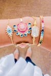 Shop_PRERTO_Gold Plated Embellished Evil Eye Charm Bracelet _at_Aza_Fashions