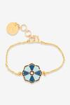 Buy_PRERTO_Gold Plated Flower Charm Bracelet _at_Aza_Fashions