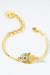 Buy_PRERTO_Gold Plated Hamsa Hand Charm Bracelet _at_Aza_Fashions