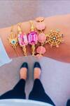 Shop_PRERTO_Gold Plated Hamsa Hand Charm Bracelet _at_Aza_Fashions