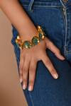 Shop_Zaza By Somya_Gold Plated Geometric Circular Bracelet _at_Aza_Fashions