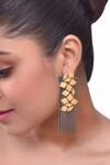 Buy_Zaza By Somya_Gold Plated Geometric Chain Dangler Earrings _at_Aza_Fashions
