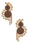 Shop_Zaza By Somya_Gold Plated Metallic Thread Stud Embellished Dangler Earrings _at_Aza_Fashions