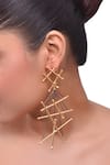 Buy_Zaza By Somya_Gold Plated Criss Cross Dangler Earrings _at_Aza_Fashions