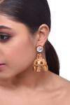 Buy_Zaza By Somya_Gold Plated Diamonds, Stones Carved Jhumka Earrings _at_Aza_Fashions