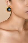Buy_Zaza By Somya_Gold Plated Round Two Tone Stud Earrings _at_Aza_Fashions