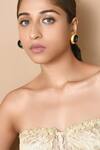 Shop_Zaza By Somya_Gold Plated Round Two Tone Stud Earrings _at_Aza_Fashions