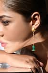 Buy_Zaza By Somya_Gold Plated Stones Geometric Earrings _at_Aza_Fashions