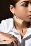 Shop_Zaza By Somya_Gold Plated Stones Geometric Earrings _at_Aza_Fashions
