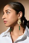 Shop_Zaza By Somya_Gold Plated Onyx Embellished Earrings _at_Aza_Fashions